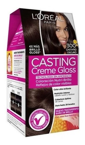 Kit Tintura L'oréal Paris  Casting Creme Gloss Casting Creme Gloss Tono 300 Castaño Oscuro 15vol. Para Cabello