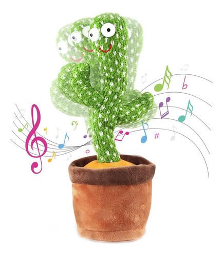 Juguete Cactus Luz Led Repite Sonido Habla Baila Interactivo