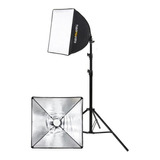 Kit Estúdio Luminação Softbox 50x50 + Tripe Febk5050-1 2pçs