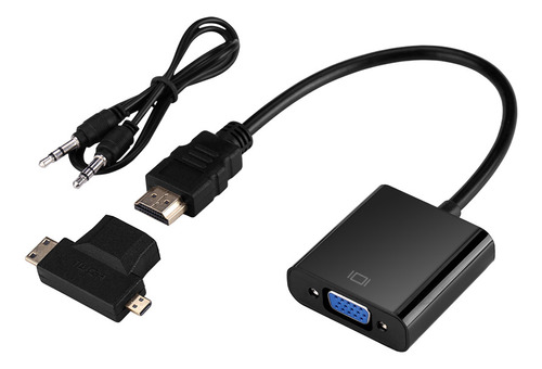 Adaptador Hdmi A Vga Con Cable De Audio Tipo T Micro Mini Hd