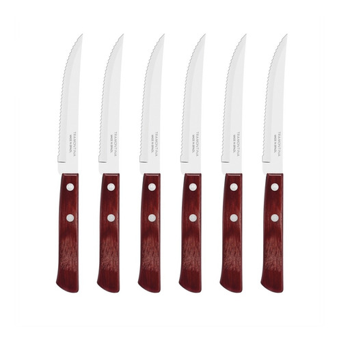 Set X6 Cuchillos De Acero Inoxidable Sierra Asado Original 