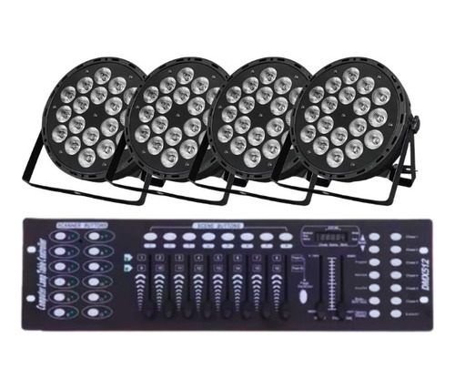 4 Canhao Led Parled 18x15w Rgbw+uv Iluminação + Mesa Dmx