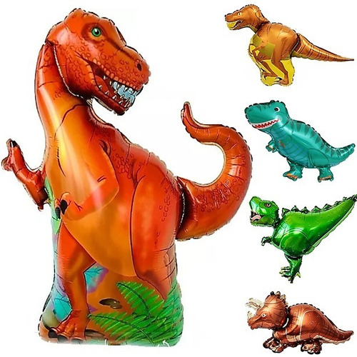 10 Globo Dinosaurio : 1 Rex Gigante +9 Surtidos Candy Bar T2