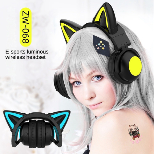 Auriculares Bluetooth Anime Ear Cat Gaming Audífonos Inala