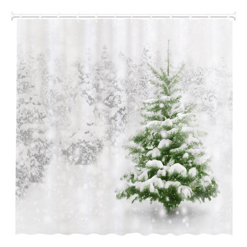 Funnytree Juego Cortinas Ducha Navideñas Con Copos Nieve, 72