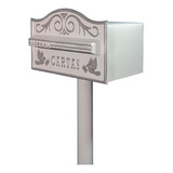 Caixa De Correio Pedestal Tipo Americana Branco / Ouro