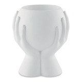 Escultura Vaso Branco Mãos Para Suculentas Plantas Decoração