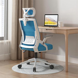 Silla Gamer Oficina Ergonómica Giratoria Con Reposacabezas Color Azul Con Blanco Material Del Tapizado Algodón