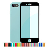 Capa Capinha Silicone Compatível iPhone 7 8 Se + Película 3d Cor Azul Céu Nome Do Desenho Película Preta
