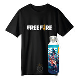 Polera Free Fire + Botella En Aluminio 750ml - Estampaking