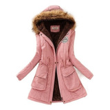 Abrigo Invierno For Mujer Parka Térmica Con Capucha Gruesa