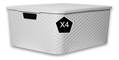 X4 Caja Organizadora Ropa Juguetes Símil Ratan Tamaño Grande