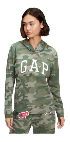 Gap - Sudadera Logo Hoodie - Green Camo - Talla S ( Tall )