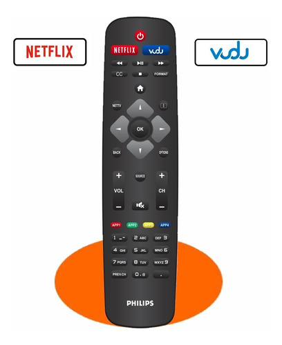 Control Remoto Philips Smart Tv Netflix Vudu + Pilas