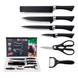 Cuchillos De Cocina Profesionales De Acero Kit 6 Piezas Color Negro