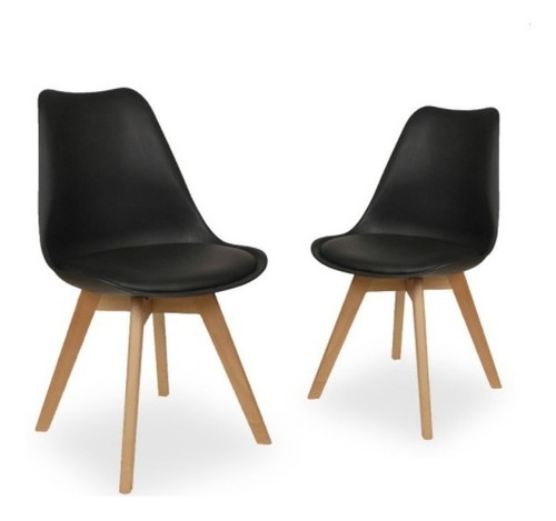 Silla Tulip Eames - Pata De Madera - Blanca O Negra Pack X 2