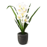 Orquidea Artificial Blanca Con Maceta 52cm