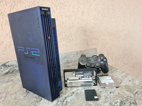 Ps2 Azul Playstation 2 Fat Midnight Blue Lindo Demais C/ Hd Interno Lotado, C/ Controle Original Leitor 100% Ps2 Fat Japones