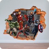 Vinilo Pared Rota 3d Avengers Vengadores 