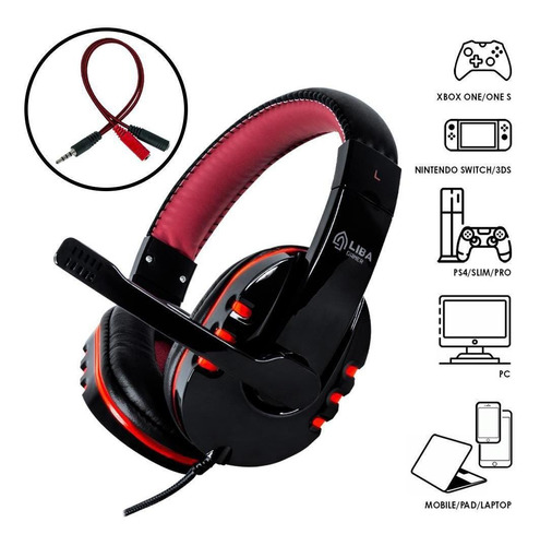 Headset Gamer Fone De Ouvido Com Led Pc Ps4 Xbox E Celular 