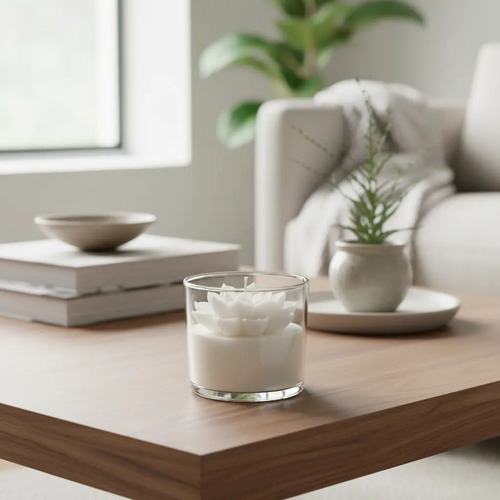 Velasart Vela Frasco Con Flor De Loto Decorativo Con Aroma