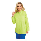 Camisa Algodon Dama Verde Corte Oversize