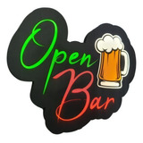Letreiro Luminoso Open Bar - Decoração Bar
