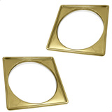 2 Caixilho Dourado Inox 10cm Porta Grelha Suporte Ralo Kit