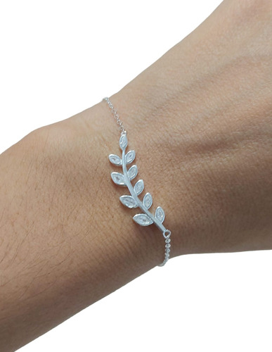 Pulsera Ajustable Hojas De Plata 925 