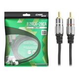 Cabo Audio 2 Rca 10m Profissional Plug Metal Fitz 10 Metros