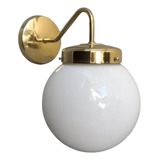 Aplique Pared Esfera Globo Vidrio Blanco Ø18 Dorado 1luz