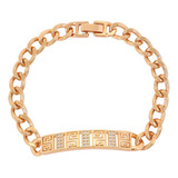 Pulsera Barbada Oro 18k Lam Placa 19cm Regalo Fino