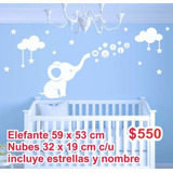 Vinil Nubes Elefantito Osito Luna Estrellas Bebe Elefante