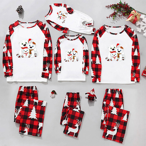 1uds Conjunto Pijama Familiar Navidad Cuadros Rojos
