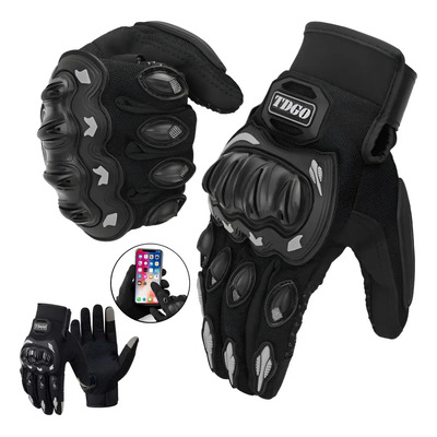 Guantes Proteccion Pantalla Táctil De Dedo Para Motocicleta Phosphaino Color Negro Talla M
