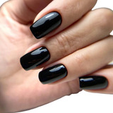 Kit Unhas Postiças Média Preto Liso Unhas Fácil 