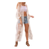 Kimono Microtul Importado Túnica Mujer Playa Verano Mariposa