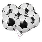 10 Mini Balão Metalizado Bola Futebol 31cm Centro Mesa Festa Cor Branco E Preto