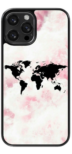 Funda Para Celular Mapa Mundi Continentes Mundo Rosa Negro