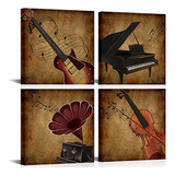 Music Wall Art Musical Painting Piano Violin Guitar Dec...