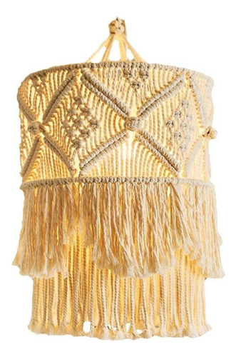 Sombra De Lámpara De Macramé Nórdico Boho Macramé Tejido