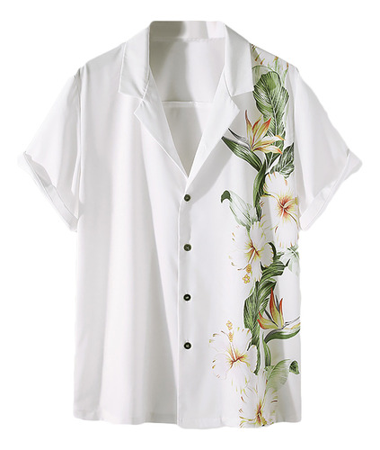 Blusa Suave De Manga Corta Estilo Hawaiano De Vacaciones Par