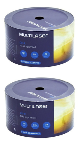 100 Midia Cd-r Virgem Multilaser C/logo 52x 700mb 80min Cdr