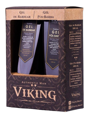 Kit Gel De Barbear Incolor E Gel Pós Barba Tradition Viking