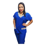 Conjunto De Pijama Hospitalar Feminino Azul Royal-scrub