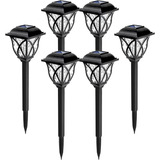 Pack De 6 Luces Solares Led Para Jardín Color Blanco Cálido Color Negro