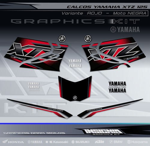 Calcos Yamaha Xtz 125 -variante Rojo - Insignia Calcos