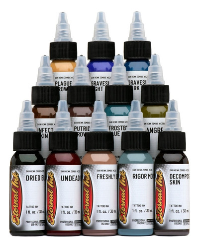 Kit Tinta Para Tatuar Eternal Dan Henk Zombie 1 Oz 12 Pzas