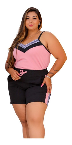 Conjunto Feminino Plus Size Short Feminino Blusa Feminina