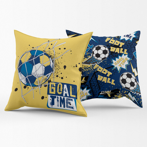 Jogo Com 2 Almofadas Estampadas Cheias Futebol Goal 45x45cm